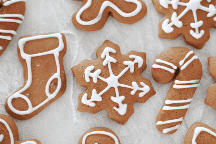 iced snowflake gingerbread cookie
