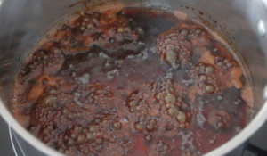 pan with molasses and shortening simmering