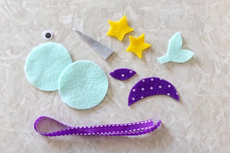felt pattern pieces cut out to make animal bookmark