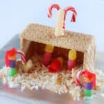 Graham cracker nativity with candy animals and people.