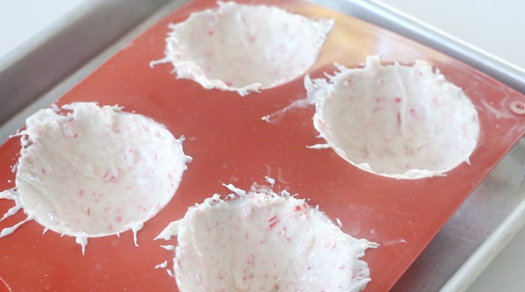 white chocolate and peppermint melted and spread in mold