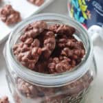 Jar of chocolate crockpot candy.