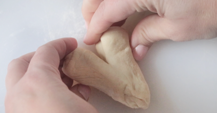 dough cut into heart shape
