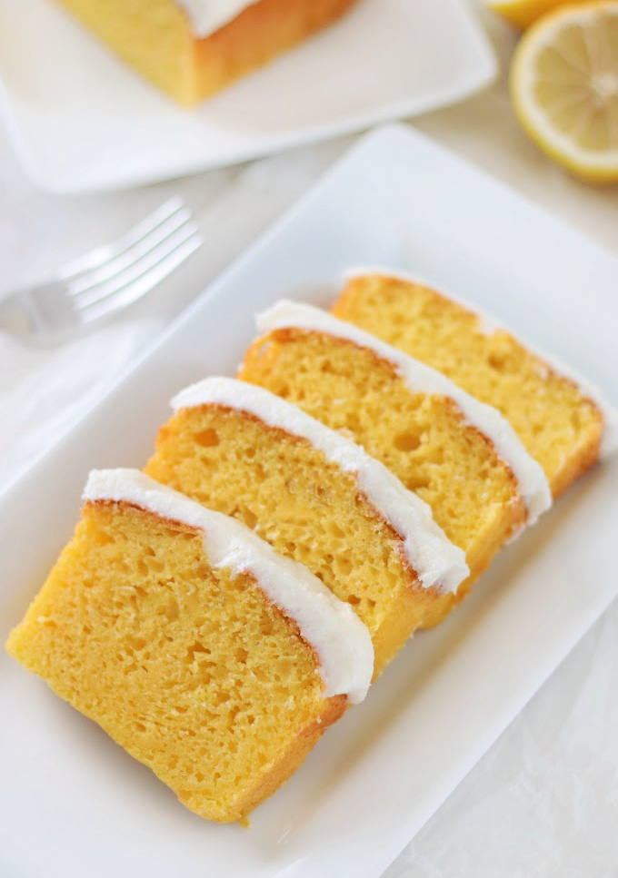 platter of lemon cake slices