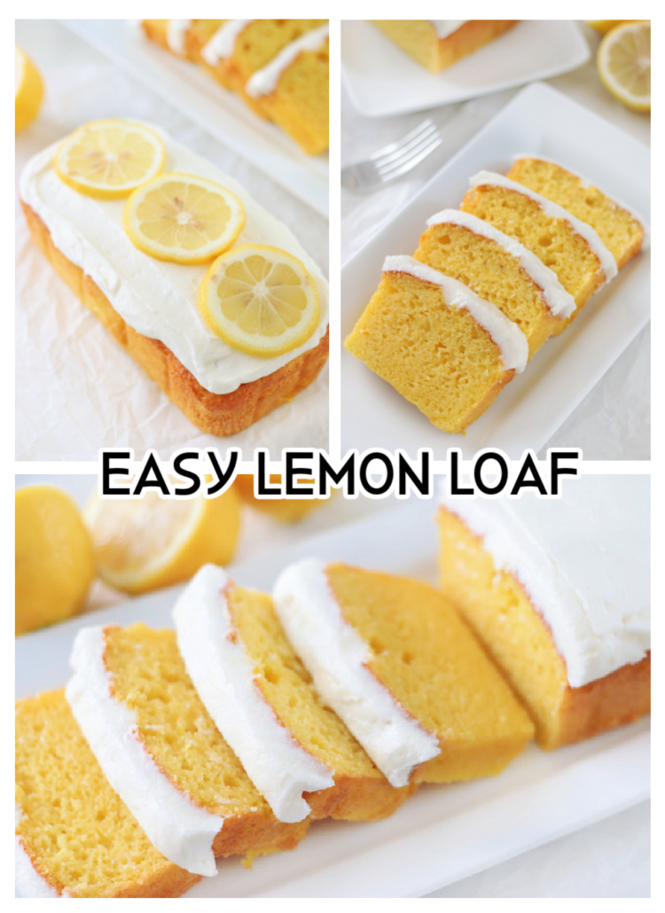 easy lemon loaf cake and slices of cake