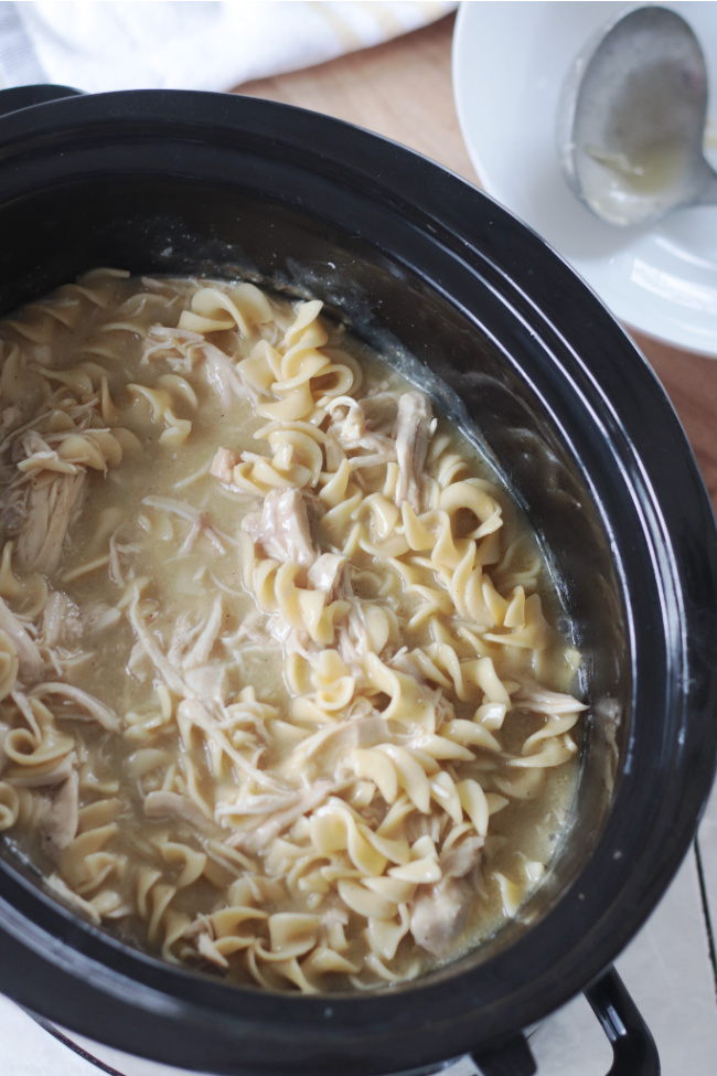 chicken and noodles in slow cooker