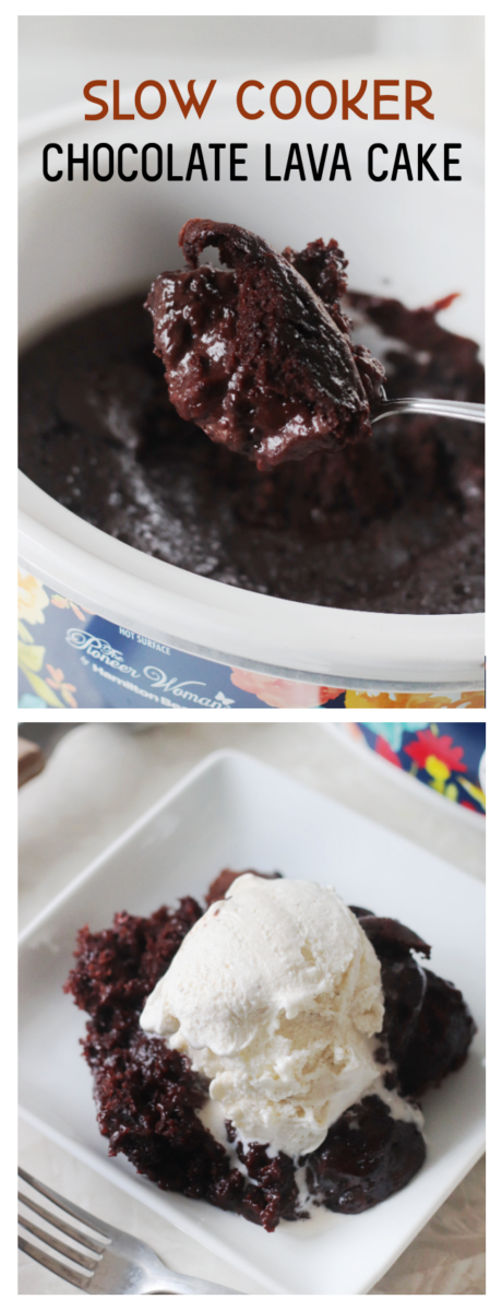 serving of slow cooker chocolate lava cake