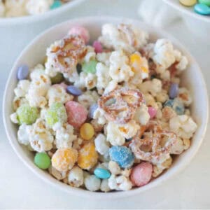 Bunny bait snack mix in a bowl.