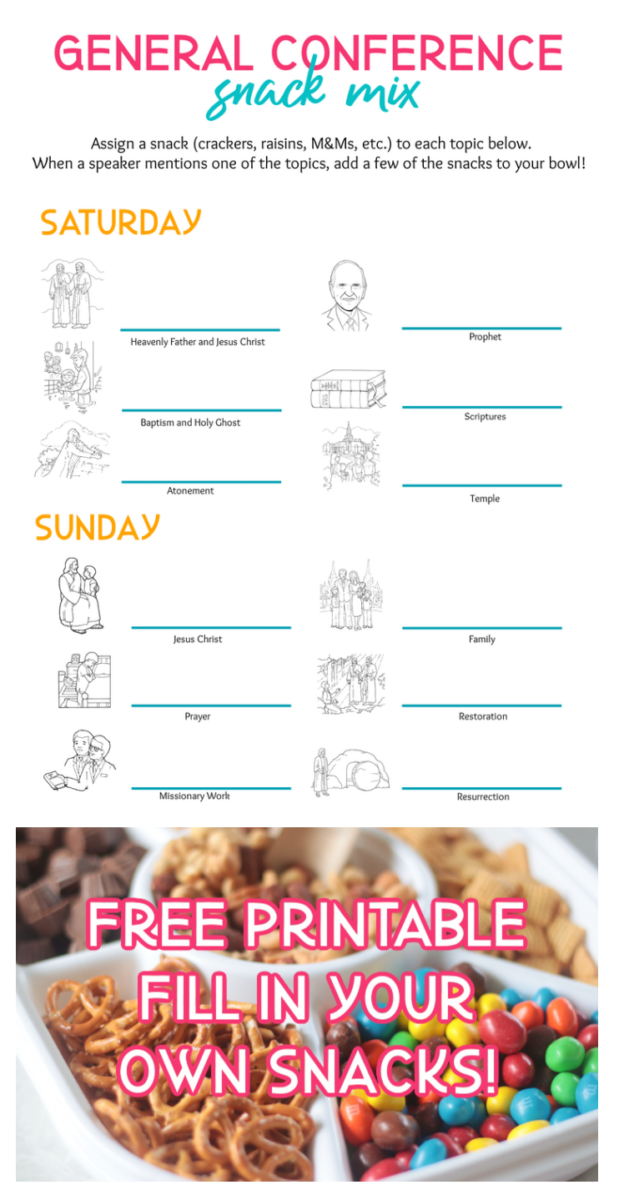 general conference snack mix printable