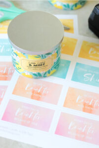 candle with printable candle labels