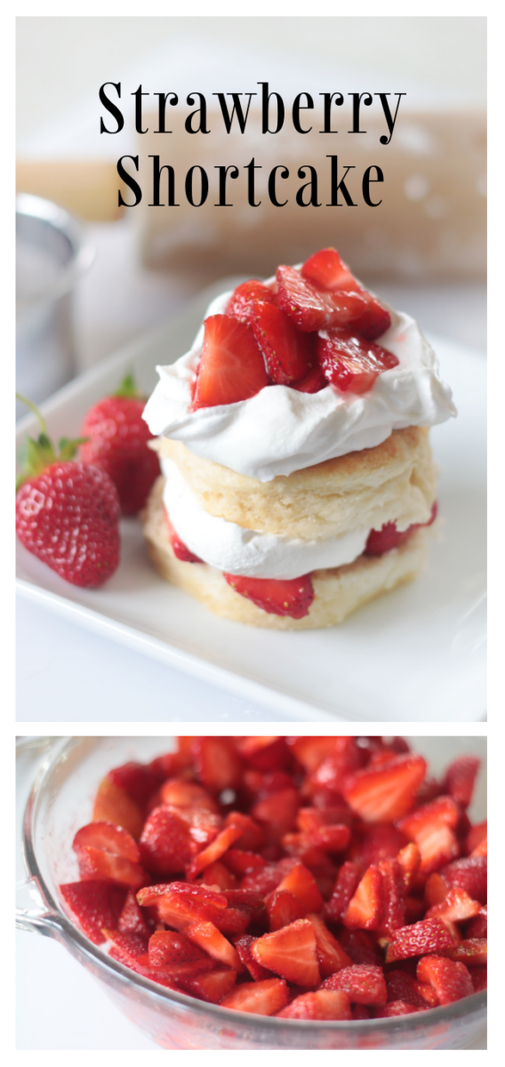 biscuit layered with strawberries and cream