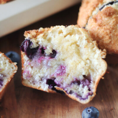 sliced blueberry banana muffin with butter