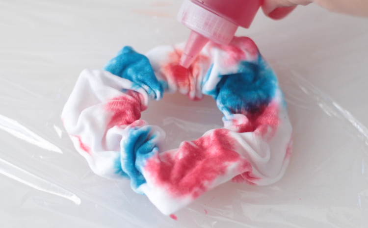 dye poured over scrunchies