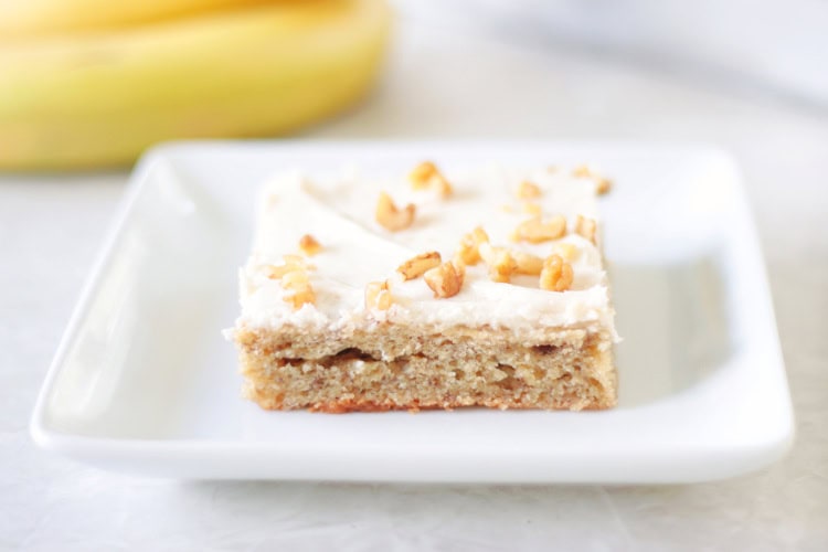 frosted banana bar on white plate