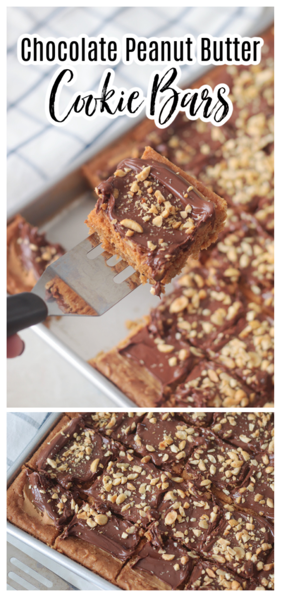 pan of chocolate peanut butter cookie bars