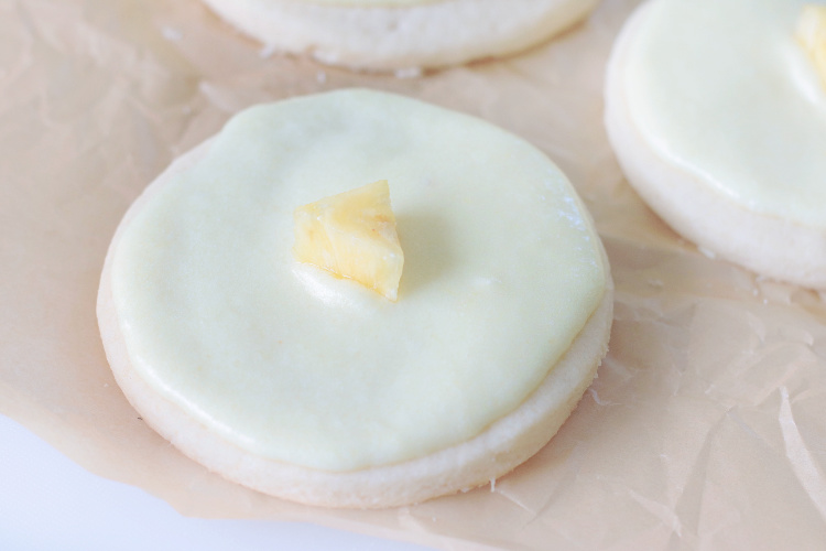 pineapple sugar cookie on parchment paper