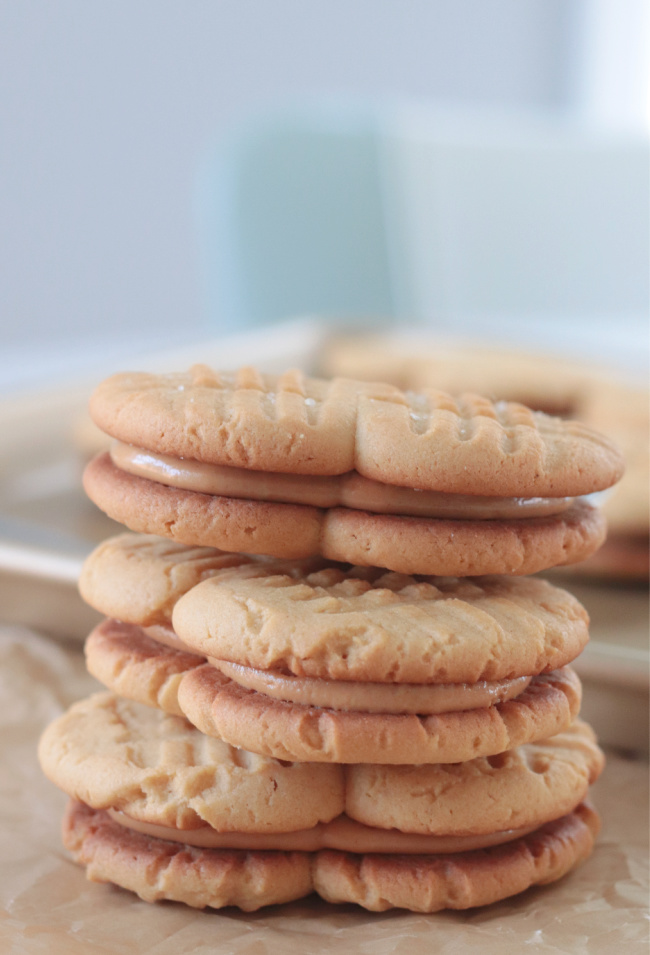 stack of peanut butter sandwich cookies