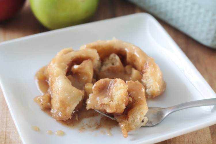 caramel apple cinnamon rolls on plate