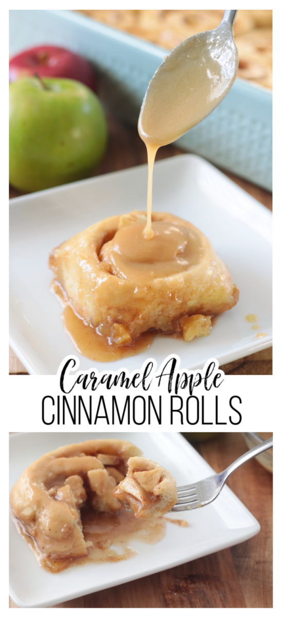 caramel apple cinnamon roll on plate