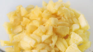 bowl of diced fresh pineapple