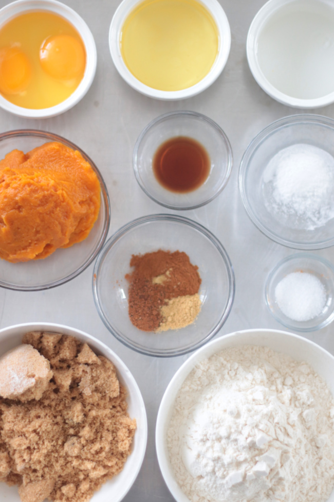 bowl of pumpkin donut ingredients on table