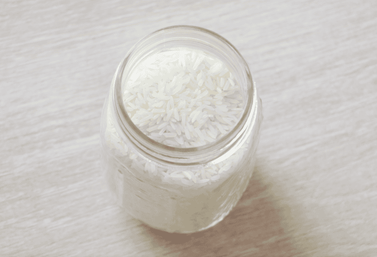 A jar of white rice.