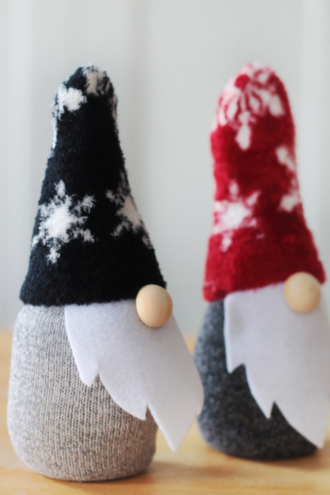 two sock gnomes on table