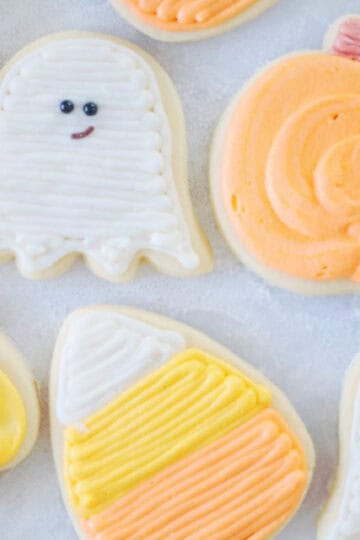 Decorated Halloween sugar cookies.