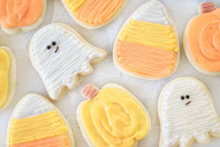 Halloween Ghost Sugar Cookies with Cream Cheese Frosting - Pinch