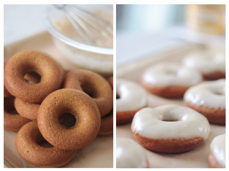 unglazed and glazed donuts collage