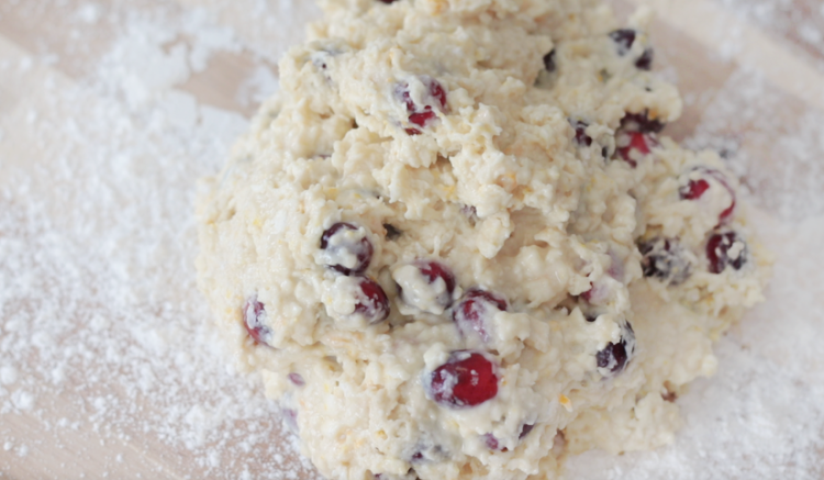 sticky cranberry orange scone batter