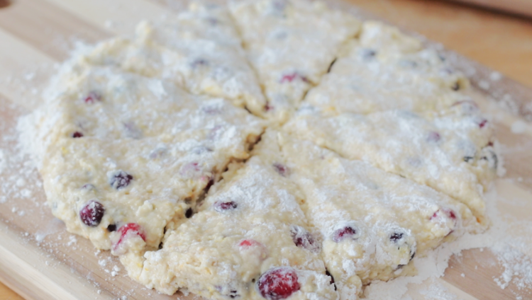 scone dough cut into triangles