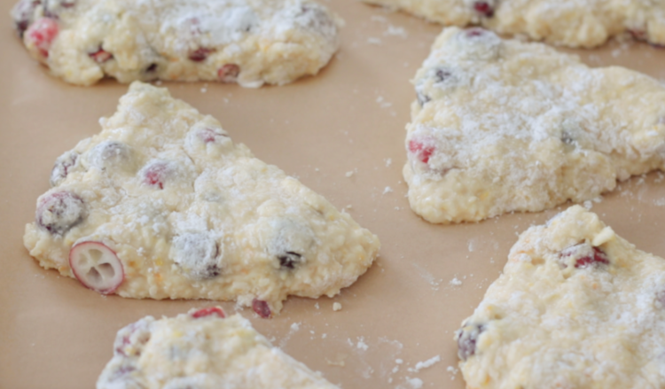 unbaked scones on baking sheet