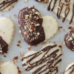 drizzled and dipped shortbread heart cookies