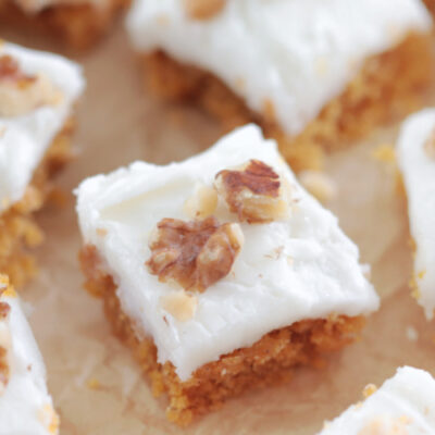 carrot cake bar on parchment paper