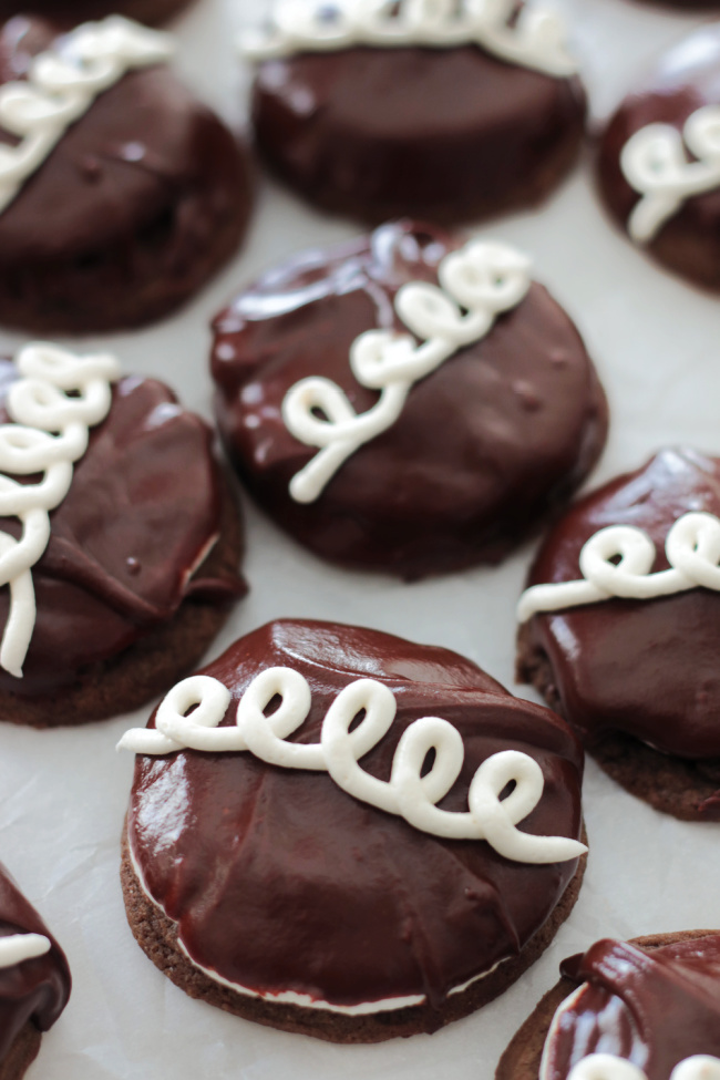 hostess cupcake cookies on parchment paper