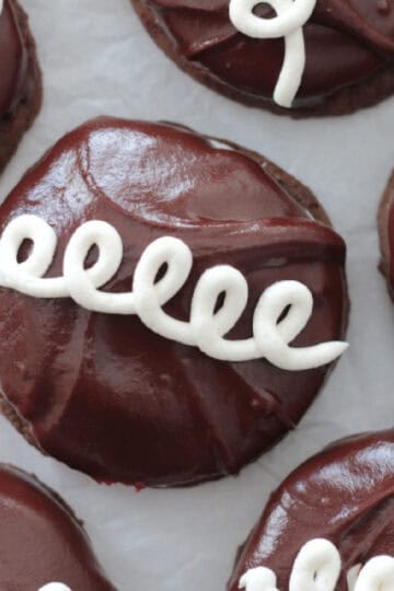 Hostess cupcake cookies on parchment paper.