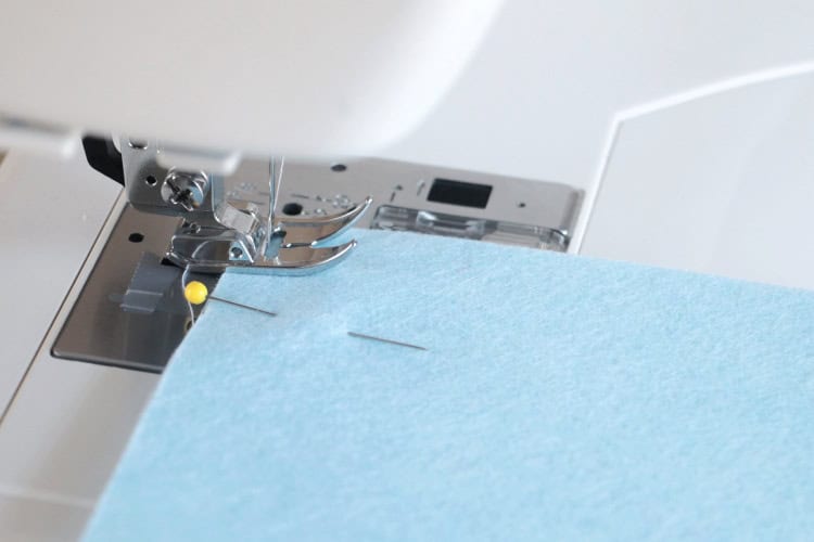 Pinned felt in sewing machine.