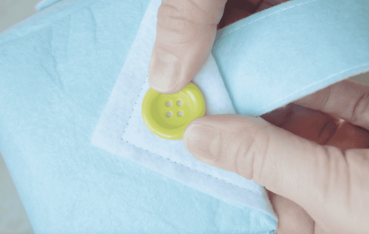 Button on easter basket flap.