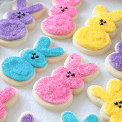 peeps bunny sugar cookies in various colors