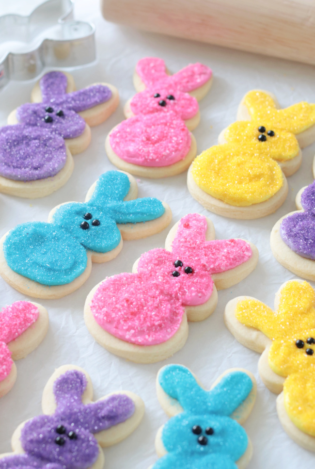 peeps bunny sugar cookies in various colors