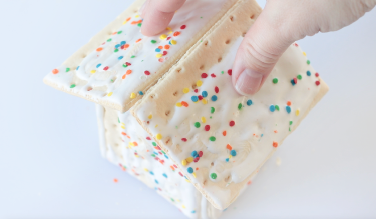 two pop tarts held together for roof of house