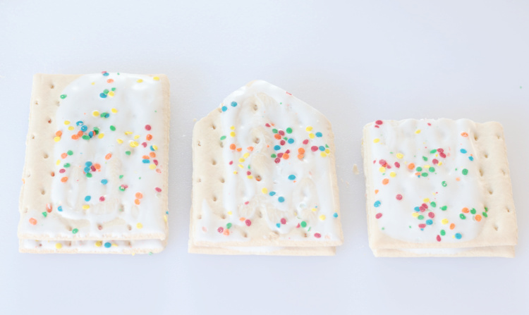 6 pop tarts cut into shapes to create house