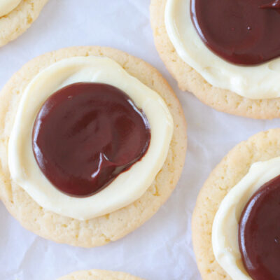 boston cream cookies on parchment paper
