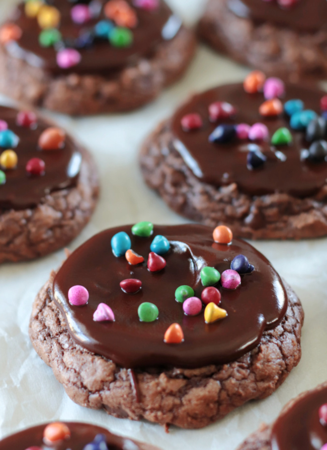 brownie cookies on parchment paper