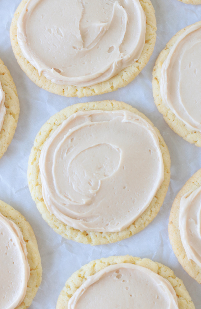 caramel sugar cookies on parchment paper