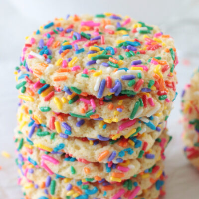 stack of sprinkles cookies