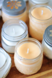beeswax candles in jars