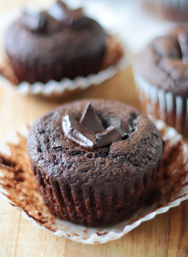 unwrapped chocolate muffin