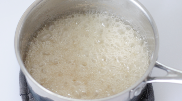 taffy mixture simmering in pan